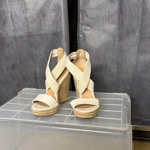 Chic Cream Espadrille Wedge Sandals